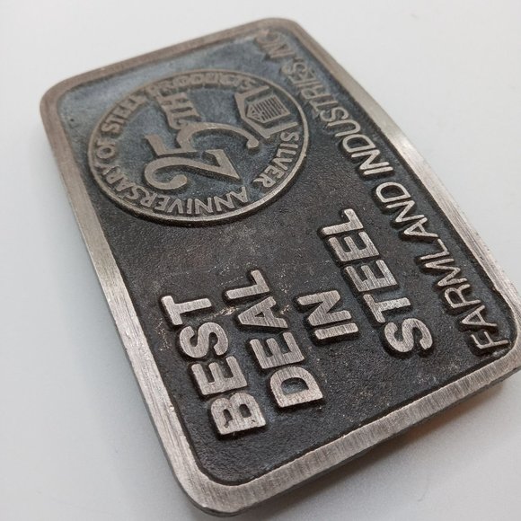 Farmland Industries Belt Buckle Distressed 25th Anniversary Western Cowboy - Picture 8 of 10